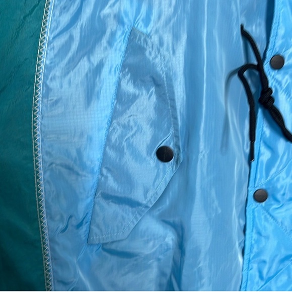 Onitsuka Tiger Blue Color Block Trench Coat Windbreaker Sample HARD TO FIND - Picture 8 of 11